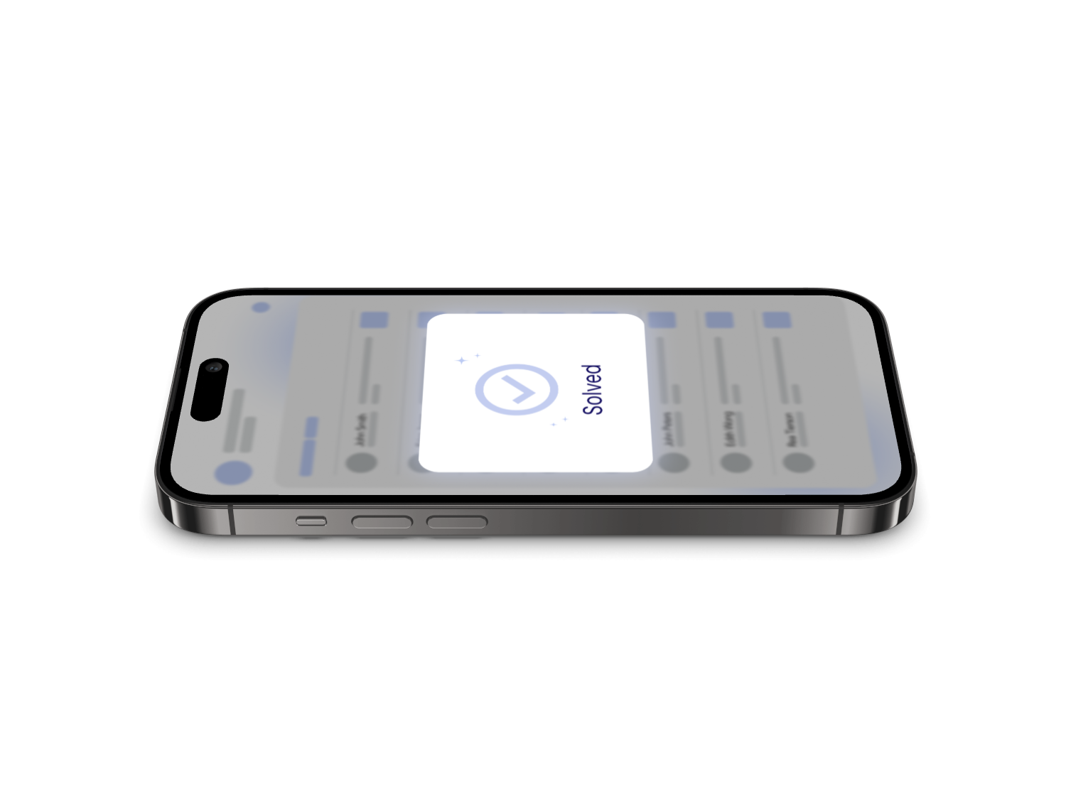 iPhone 14 Pro displaying iQ Technologies interface