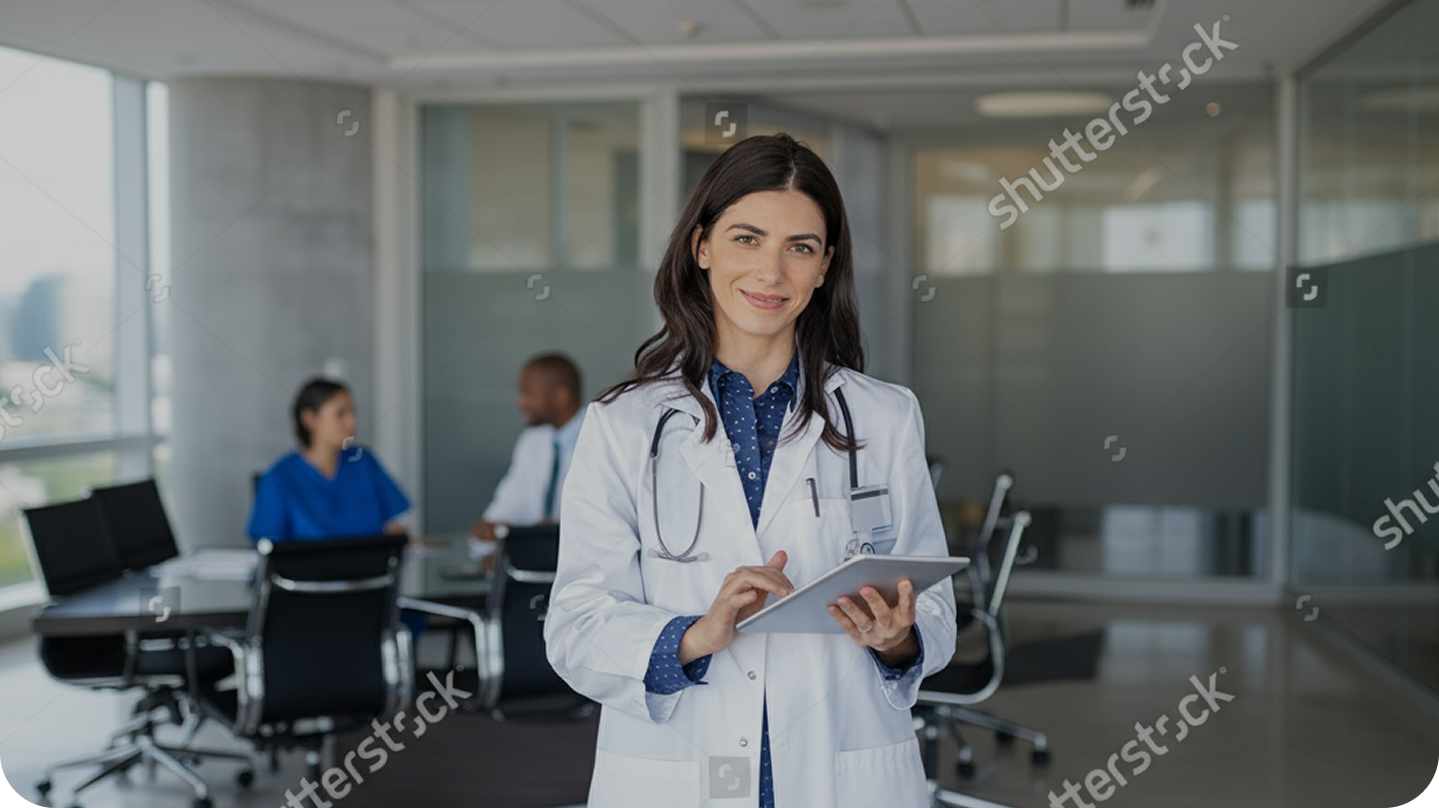 Woman administrator handing over a report
